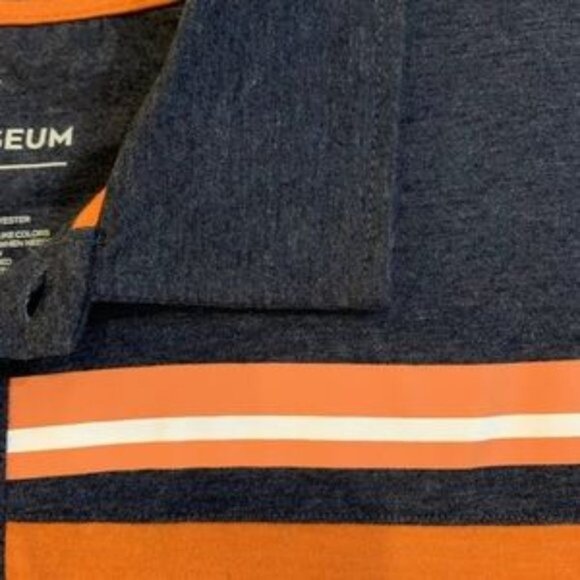 New Auburn Tigers AU Polo Golf Shirt Coaches Striped Size L NCAA Colosseum - Picture 7 of 8